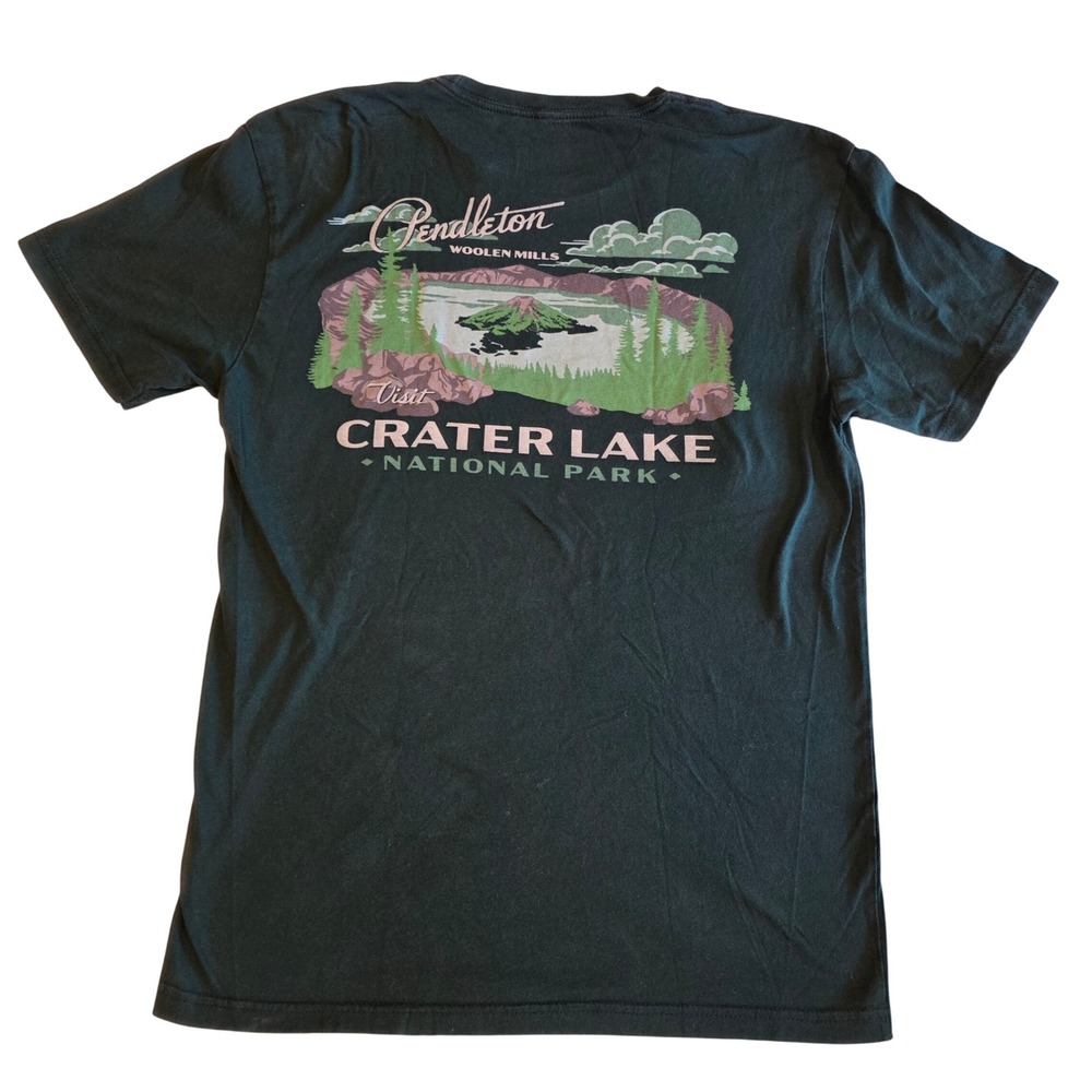 Pendleton Crater Lake National Park Graphic T-Shirt Mens Medium Green Cotton
